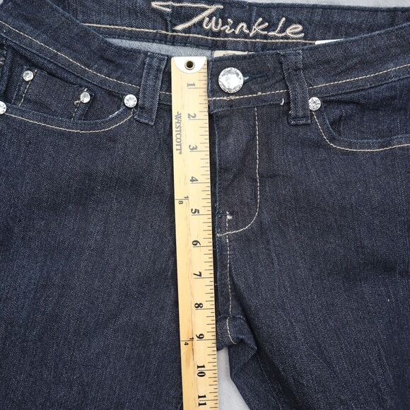 Twinkle Jeans Womens 7 Black Mid Rise Straight Cut Beaded Pockets Pants - Picture 5 of 16